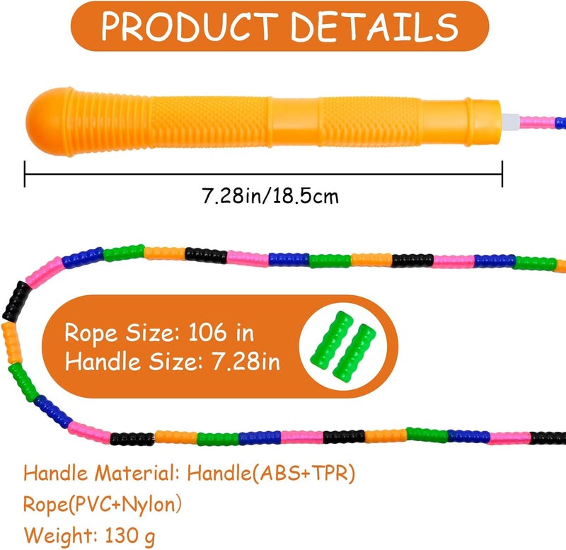 Ace one Beaded Jump Rope 1 Pack/2 Pack, Segmented Skipping Rope for Kids Adults, Adjustable Tangle-Free Toddler Jumping Rope for Fitness Exercise Training - Image 1